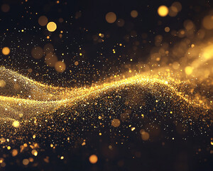 Obraz premium Golden Sparkles and Shimmering Particles on Dark Background