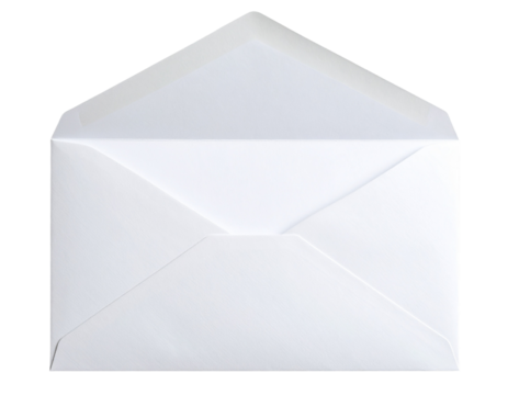  Open White Envelope with Visible Inner Flap Angled View isolated on transparent background PNG - Powered by Adobe