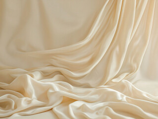 Obraz premium Soft Beige Drapery Fabric Flowing Gracefully Over a Neutral Background