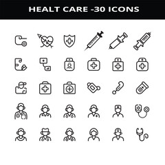 30 Healthcare Icons Medical, Doctor, Nurse, Hospital, First Aid