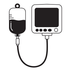 Medical illustration of intravenous infusion and patient monitoring device in healthcare setting