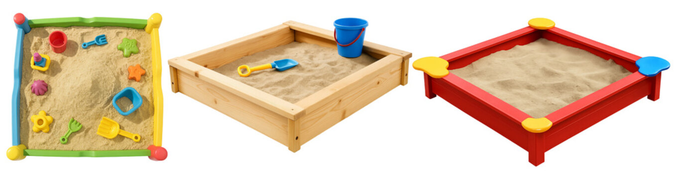 Colorful Sand Playgrounds with Buckets and Shovels