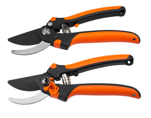 Obraz premium Pruning Secateurs with Orange Handle Grips isolated on transparent background PNG