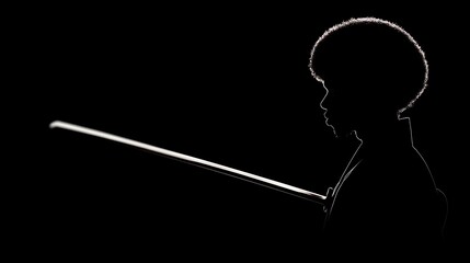 Afro Silhouette Man with Sword, Dramatic Profile