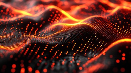 Fototapeta premium Abstract fiery wave of glowing particles
