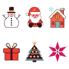 6 Vector Christmas Illustrations set