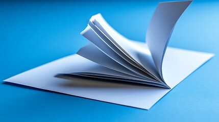 Elevated pristine pages showcase open book innovation against a crisp blue backdrop emphasizing