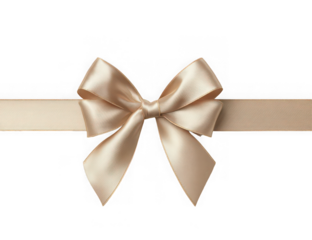 Elegant, detailed, ivory-colored satin ribbon tied in a perfect bow, centered on black