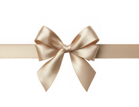 Elegant, detailed, ivory-colored satin ribbon tied in a perfect bow, centered on black