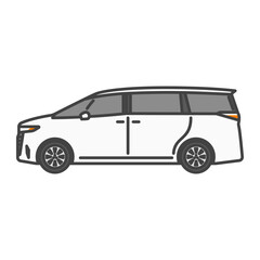 Fototapeta premium イラスト素材：スモークガラス仕様の白い高級ミニバン、カスタム・改造車