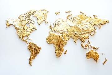 Gold world map, textured relief (1)