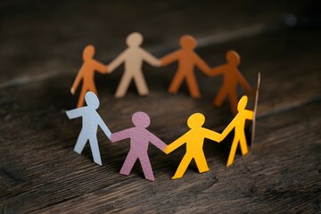 A group of people are holding hands in a circle