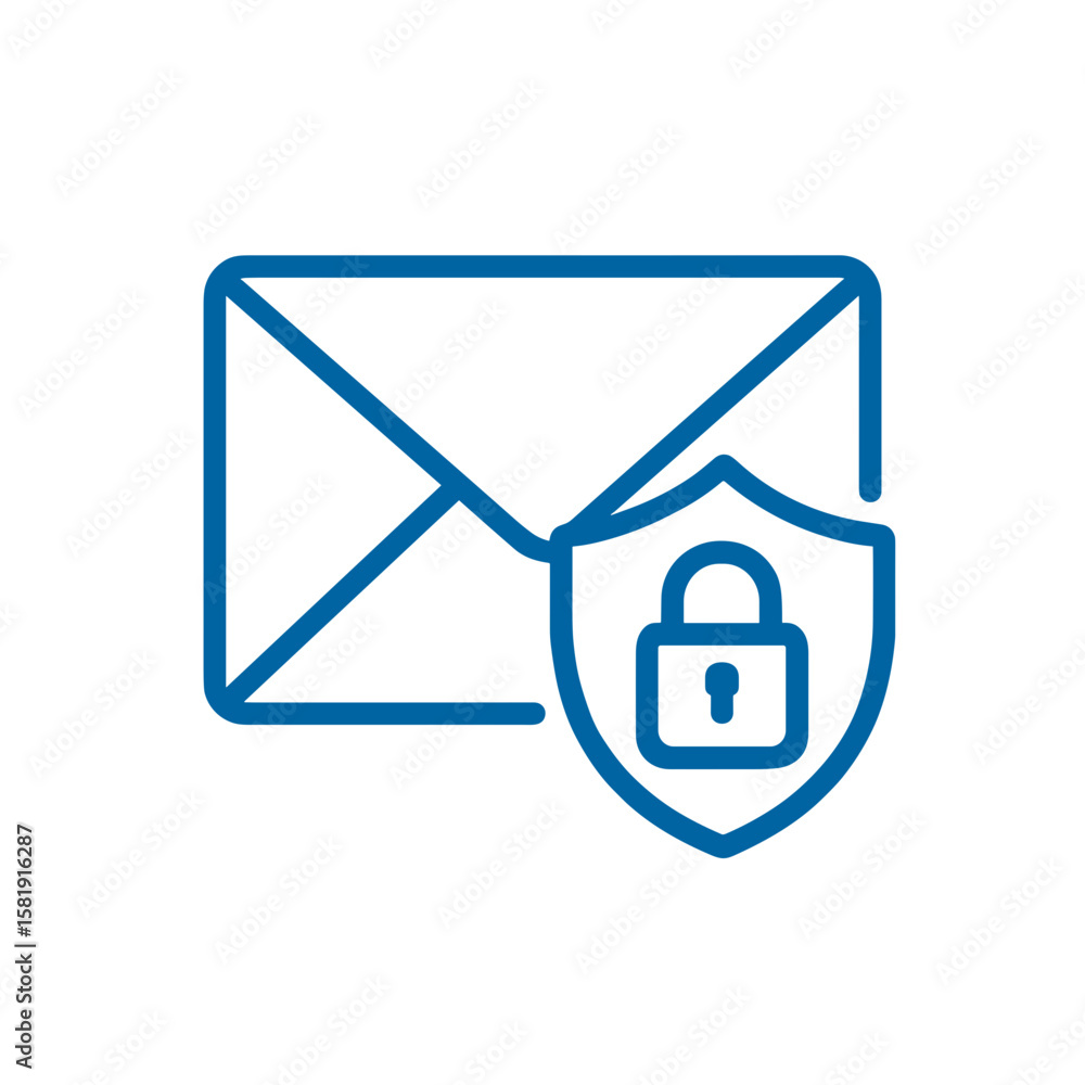 Poster internet security icon with locked shield and envelope design