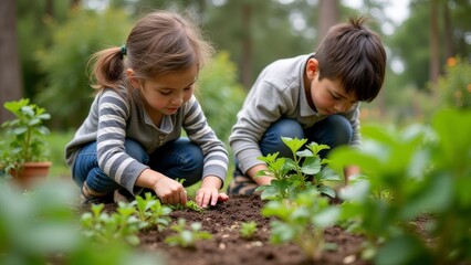 Students Engaging in Collaborative Learning at School Community Garden