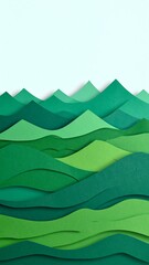 Obraz premium Paper-cut landscape of layered green hills