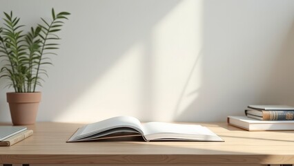 Minimalist Study Space: Clean Aesthetic Focused Learning Environment with Open Book