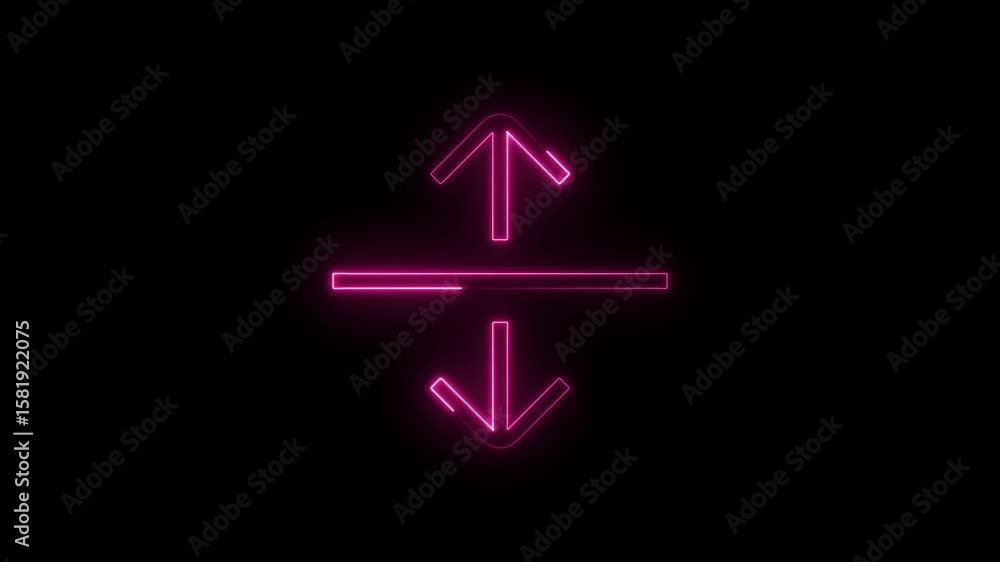 Poster up and down arrow neon glow animation on black background seamless loop