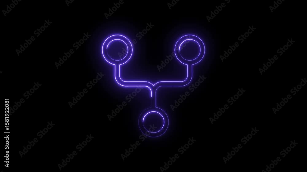 Aufkleber glowing neon nodes connecting abstract network on black background futuristic communication system