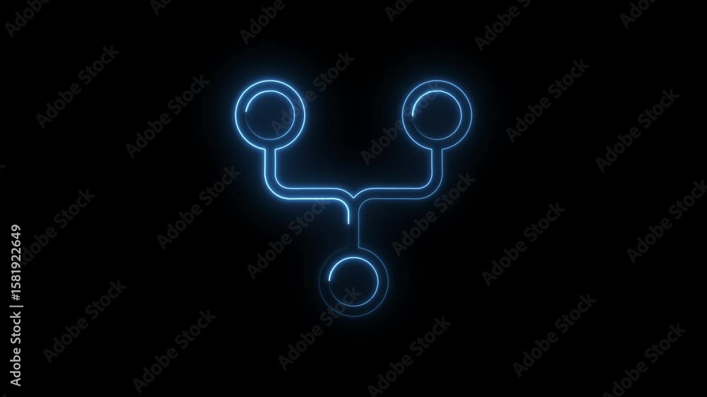 Poster abstract glowing neon branching network on black background technological connection concept
