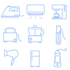 シンプル家電用品アイコンセット（ブルー）
