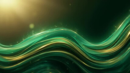 Abstract Animated Emerald and Gold Waves