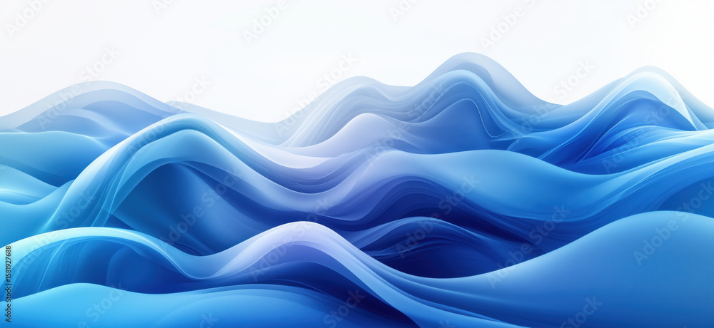 Poster abstract blue wave patterns creating a serene and calming background design.