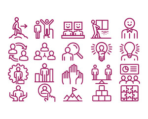 Human resources, bold line icons 