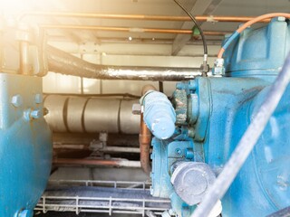 Installation of HVAC system on the refrigerant  chiller.