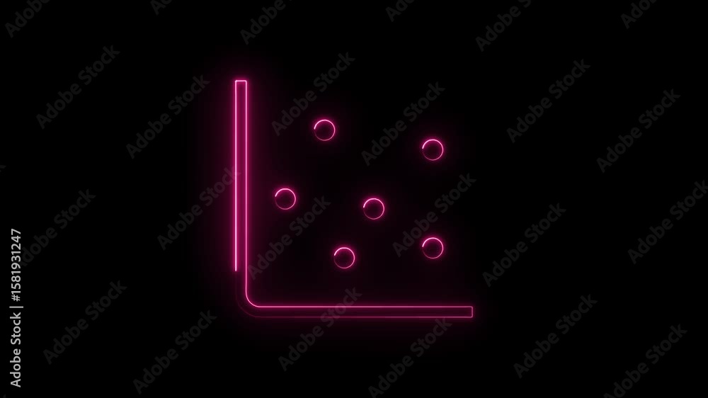 Aufkleber neon scatter plot animation of data points with axes on black background,abstract design