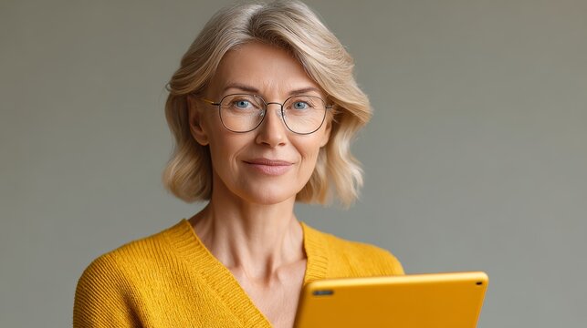 Elderly woman video calling doctor at home health app calm environment - Powered by Adobe