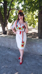 Stock photo of a woman in a Ukrainian costume