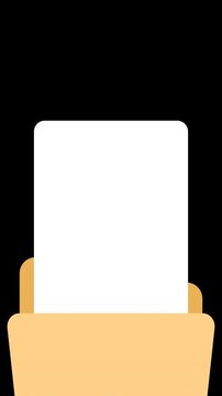 Animated Folder Opening with Document Paper &ndash; Flat Style Office UI Element in 4K - Transparent Background Alpha Channel Only on 4K