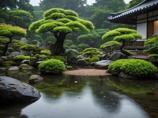 Tuinposter  Rainy Day in Japanese Garden  © Andreas