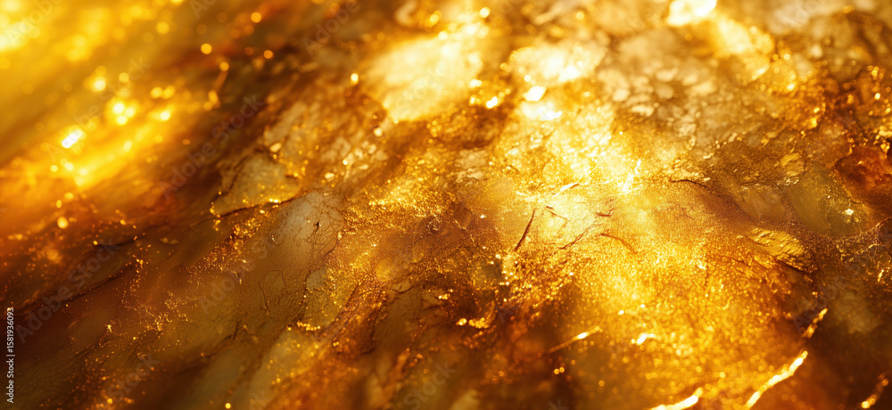 Poster golden abstract texture with shimmering light and intricate patterns.
