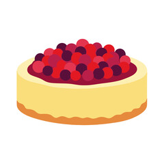 Berry Topped Cheesecake - Sweet Treat Vector Illustration