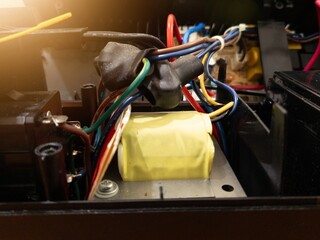Electrionic transformator circuit board of Uninterruptible power supply assembly.