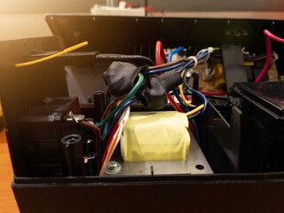 Electrionic transformator circuit board of Uninterruptible power supply assembly.