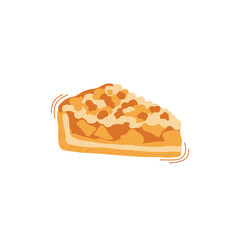 Slice of Apple Crumble Pie, Dessert Illustration