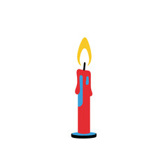 Red Candle Flame Icon: Minimalist Festive Vector