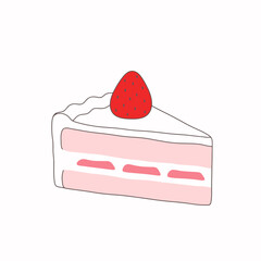 Strawberry Cake Slice Illustration: Sweet Treat Design