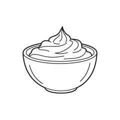Creamy Delight: Bowl of Whipped Topping Line Art