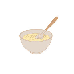 Bowl of Creamy Mixture with Fork Illustration