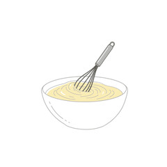 Whisking Creamy Sauce: Simple Culinary Illustration