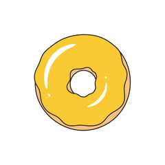 Yellow Glazed Donut Illustration - Sweet Treat Icon