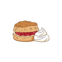 Scone with Jam and Cream: A Delightful Dessert Illustration