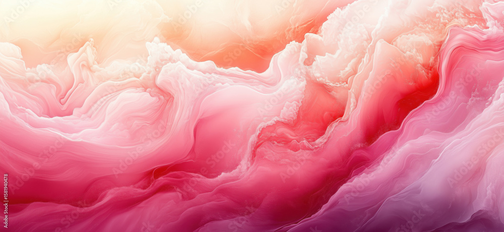 Poster abstract pink and red fluid art background with soft waves and textures.