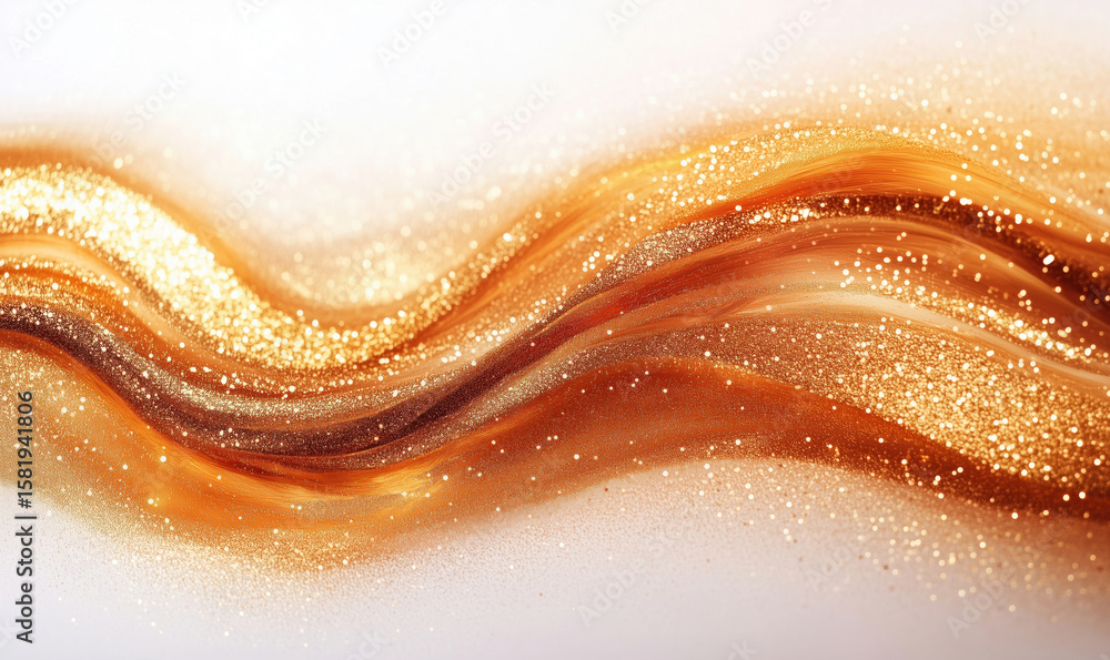 Poster golden glitter waves with shimmering effects and soft gradients for elegant backgrounds.