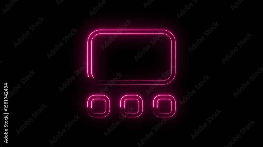 Poster glowing pink neon gui hud elements on black background animated loopable graphic design