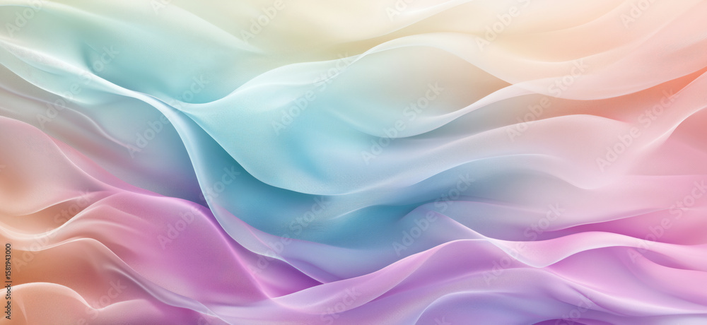 Poster soft pastel waves in gradient colors creating a serene abstract background.