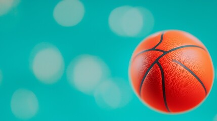 Fototapeta premium Basketball in Motion on Teal Bokeh Background